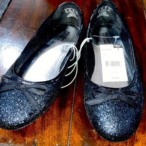 Holiday Editions Black Sparkle Ballet Flats